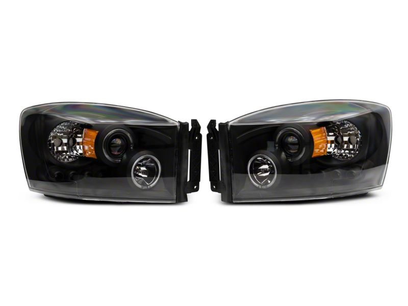Raxiom 06-08 Dodge RAM 1500 LED Halo Projector Headlights- Black Housing (Clear Lens)