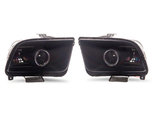 Raxiom 05-09 Ford Mustang w/ Factory Halogen LED Halo Headlights- Black Housing (Smoked Lens)