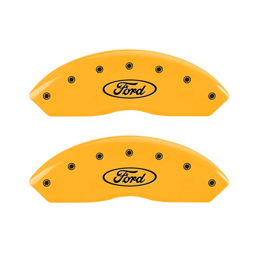 MGP 2 Caliper Covers Engraved Front Oval Logo/Ford Yellow Finish Blk Char 2011 Ford Focus