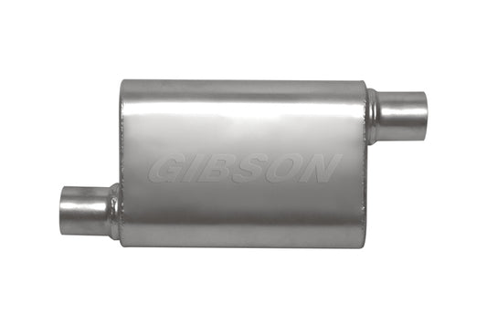Gibson CFT Superflow Offset/Offset Oval Muffler - 4x9x13in/2.5in Inlet/2.5in Outlet - Stainless