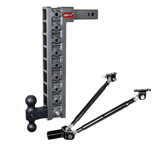 Gen-Y Mega Duty 2in Shank 20in Drop 1.5K TW 10K Hitch w/GH-031 Dual-Ball/GH-0100 Stabilizer Kit