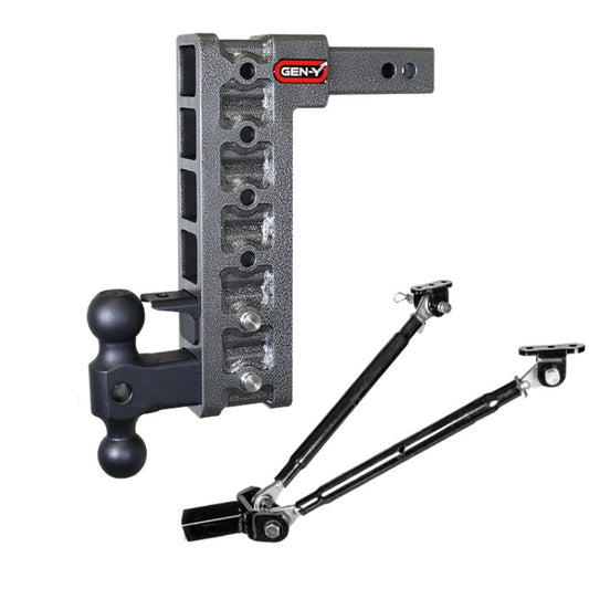 Gen-Y Mega Duty 2in Shank 12.5in Drop 10K Hitch w/GH-031 Dual-Ball/GH-032 Pintle Lock