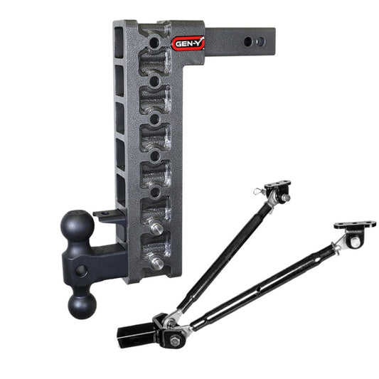 Gen-Y Mega Duty 2in Shank 15in Drop 10K Hitch w/GH-031 Dual-Ball/GH-032 Pintle Lock