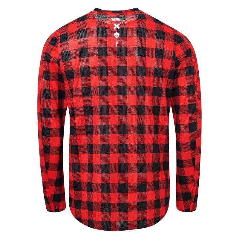 USWE Flannel Long Sleeve Lightweight Off-Road Jersey Flame Red - Small