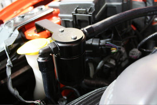 J&amp;L 15-23 Ford Mustang GT/15-20 Ford Mustang GT350 Passenger Side Oil Separator 3.0 - Black Anod